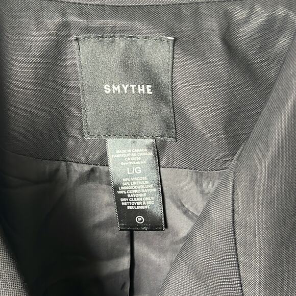 Smythe Black Oversized Linen Blend Double Breasted Long Sleeve Blazer L - Picture 12 of 12